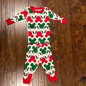 NWT Hanna Andersson Mickey Mouse Christmas baby pajama set.